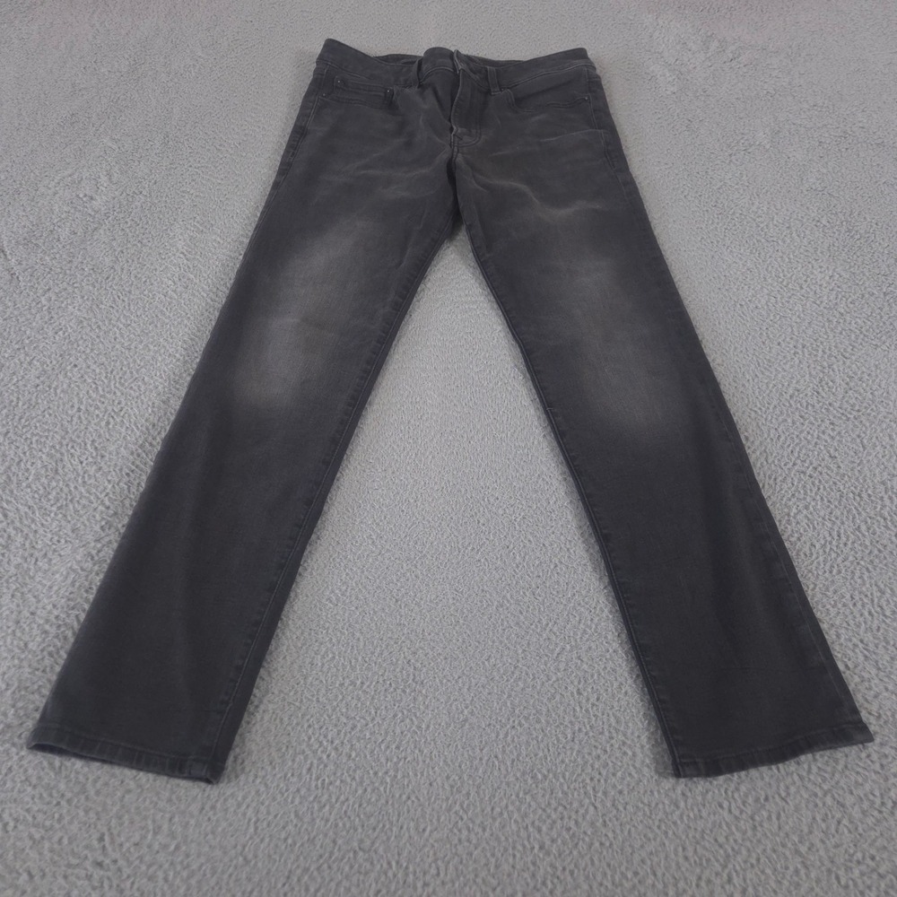 Express Jeans Mens 31x32 Black Slim Straight Washed Faded Stretch Denim‎ Pants